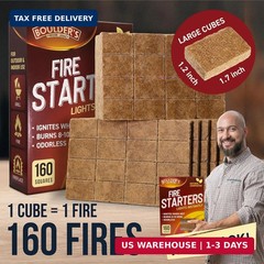 Fire Starter Cubes, 160 pcs – Bulk Pack – Firestarter Squares for Fireplace, Fir