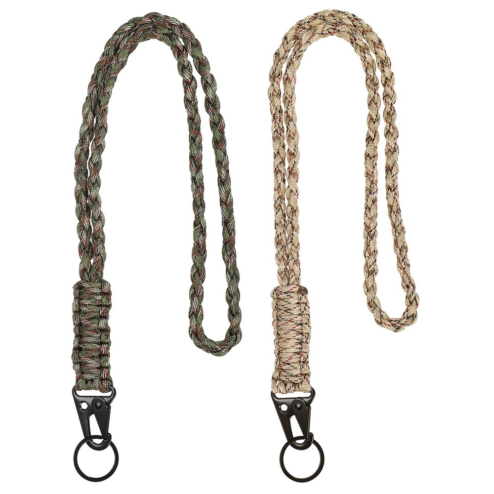 2Pcs Heavy Duty Braided Paracord Lanyard,Army Green Camouflage/Desert Camouflage