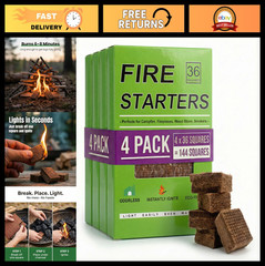 Natural Fire Starter Cubes – Quick Ignition Odorless Blocks for BBQ, Campfire, F