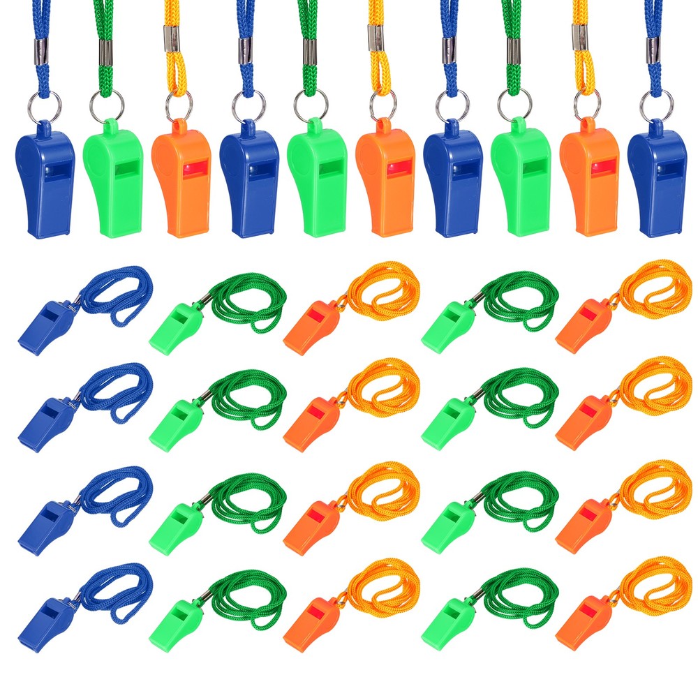 Plastic Whistles with Lanyard, 36 Pcs&3Colors Set 1-Fitting For(Coaches/Referee)