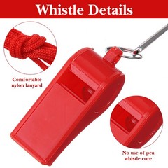 MAQUITA 60 Pcs Whistles Bulk with Lanyard Sports Loud Crisp Sound Red, Red