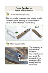 CAMPINGMOON Fire Blowing Stick Split Type Compact Fire Starter MS-43 Fast Ship