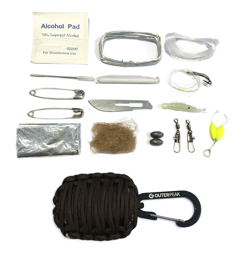 20-Piece Emergency Dark Coffee Paracord Survival Kit