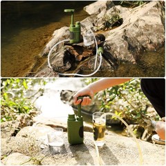 Water Filter Outdoor Survival Portable with Pump for Camping Hiking Trekking …