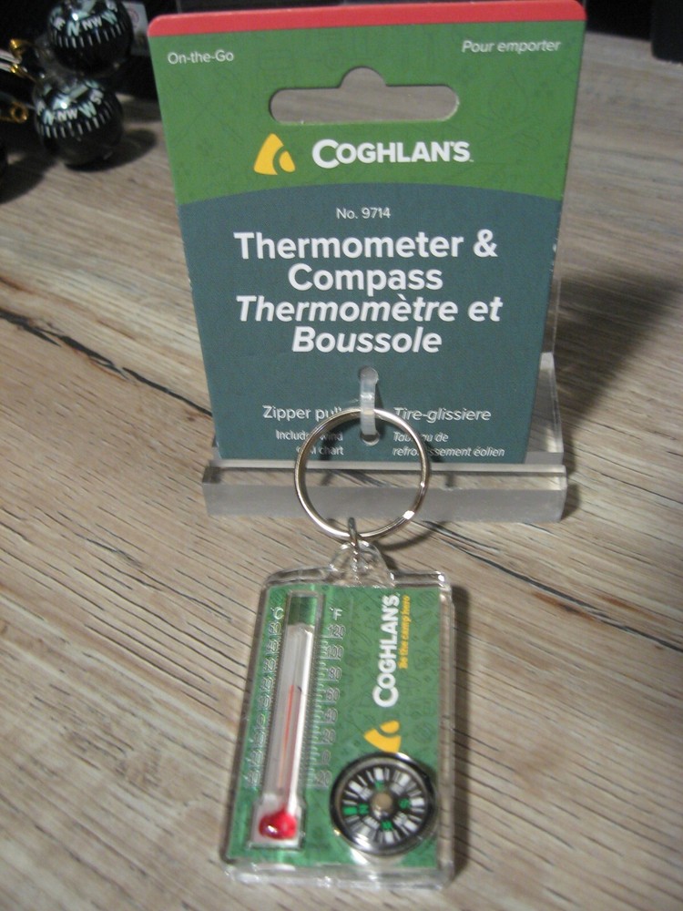 Coghlan’s Thermometer & Compass Key Chain Compact Lightweight Survival 9714