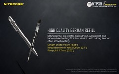 NITECORE NTP30 Tactical Pen Titanium Ti Bidirectional Bolt Action Glass Breaker