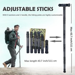 Hiking Tactical Stick Walking Staff,Portable Walking Sticks Trekking Poles Ou…