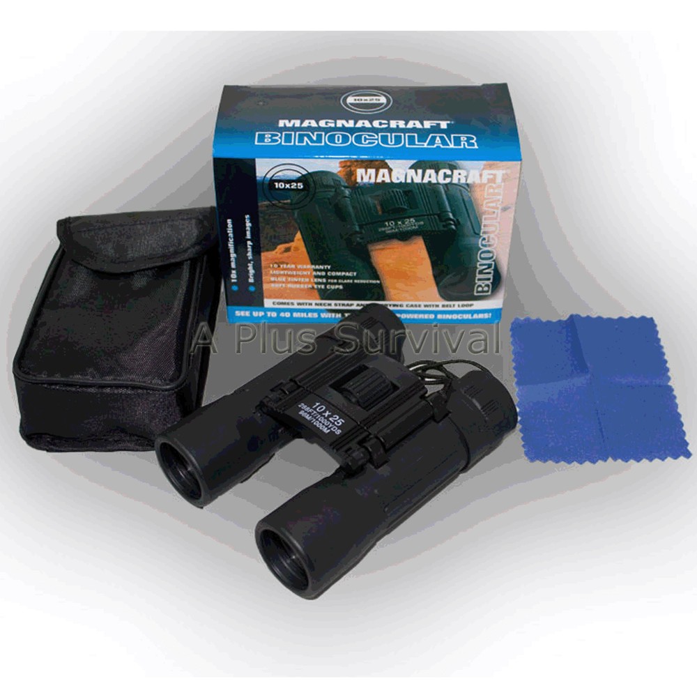 Compact Black Binoculars 10 x 25 Sapphire Coated Lens
