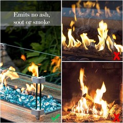 GASPRO 20 Pound Fire Glass Diamonds 1 Inch, Fire Pit Glass Rocks for Gas Fire…