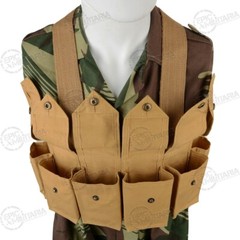 Repro Military Style Rhodesian Chest Rig- EXTRA POUCHES- Webbing-Airsoft- Tan