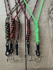 Set Of 5 Paracord Lanyards Neck Keyring Cord Strap Badge Holder ID , Asst Colors