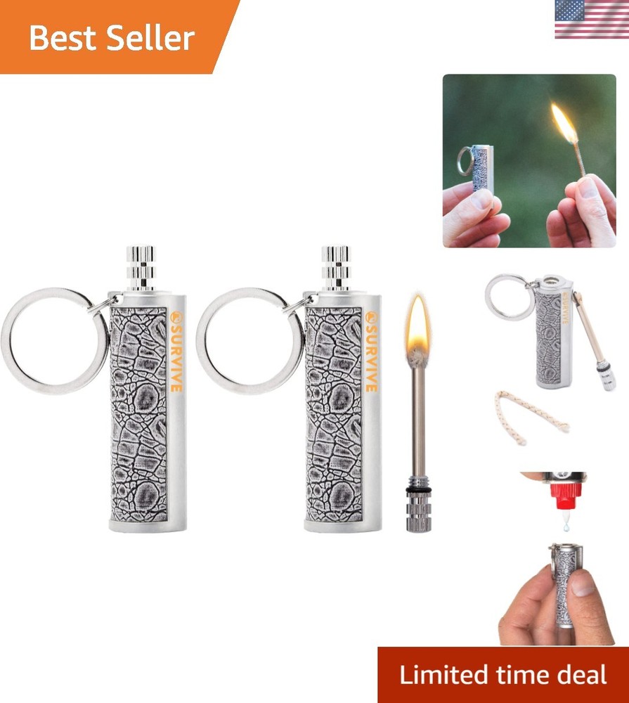 2-Pack Permanent Match Lighters – Waterproof Reusable Keychain Fire Starters