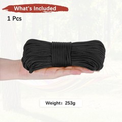 1PCS 4 mm 102FT Guyline Camping Paracord 7 Strands for Camping Tents, Black