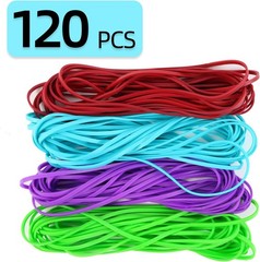 Large Heavy Duty Rubber Bands – 120 Pcs, 7×1/8 Inches, Blue Red Green Purple