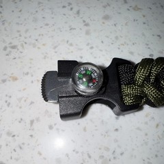Black Olive Green Paracord Survival Bracelet Compass Fire Starter Whistle 9 Inch