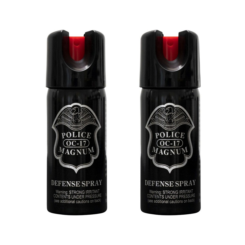 2 Police Magnum pepper spray 2 ounce Stream Twist Lock Safety Defense Protection