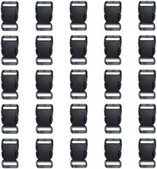 3/4 Inch, 25 Pack Black Plastic Side Release Buckle for Paracord Bracelets (3/4″