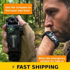 133 SUPPLY Tactical Paracord Compass Survival Bracelet Set