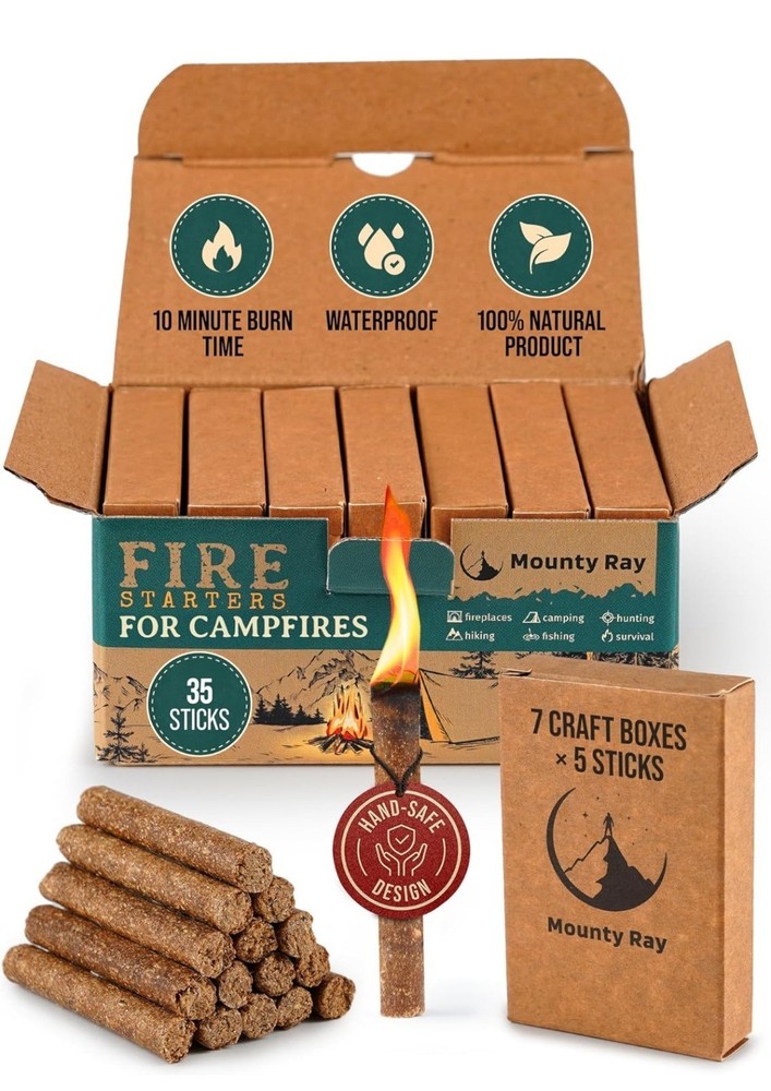 35 pcs Natural Fire Starter Sticks for Campfires – Indoor Outdoor Use
