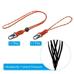 Badge Lanyard with Clip, 2 Pcs Adjustable Necklace Wrist Cord, Camouflage Orange