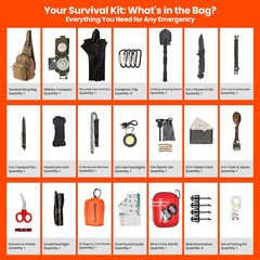 Emergency Survival Kit with First Aid Gears and Supplies – EDC Go Bugout Bag – G
