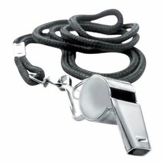 Metal Referee Whistle Lanyard Emergency Survival Black Neck String