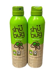 2 x Shubug Active Insect Repellent Spray, No DEET, Lasts 12 Hours, Unscented 3oz