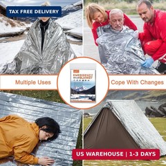 6 Pack – Large 82″ x 62″ Survival Emergency Mylar Thermal Blankets, Thermal Surv