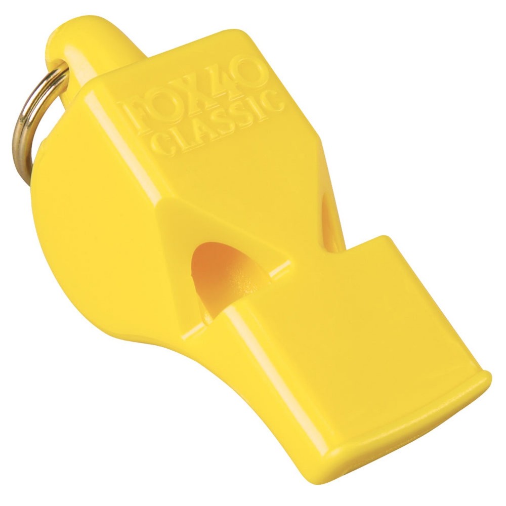 Fox 40 Classic Safety 3-Chamber Pealess Whistle, Yellow