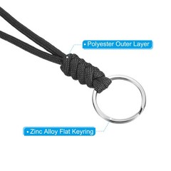 18″ Paracord Lanyard with Keyring Necklace Cord Badge Holder Straps Black