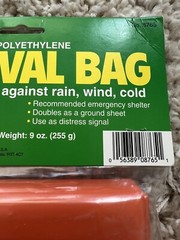 Coghlan’s 3 Mil Waterproof Survival Bag Emergency Bivy Sleeping Bag Orange.