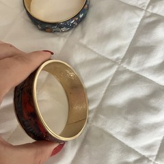 Lot of 2 Bangle bracelets Handmade Pink Red Made In The U.SA Art deco