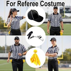 Referee Hat and Whistle Set with 6 Penalty Flags Complete Football Accessories