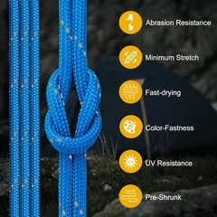 Thadavo Reflective Paracord Rope 850Ib 50/100/200/500/1000Ft 4Mm 11 Strand Para