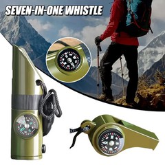 New 7 in 1 Camping Hiking Emergency Survival Whistle with Compass,Thermometer,Ou
