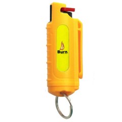 BURN Pepper Spray Keychain Self Defense Security Case Molded 1/2oz Yellow 2 PACK