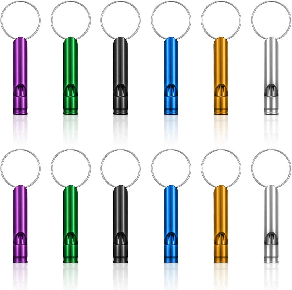 12 Pcs Emergency Whistle with Key Chain, Loud Hiking Whistles for Women Defense,