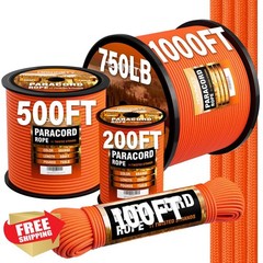 HOKINETY Paracord Rope 750 Orange 4mm 100ft Survival Camping