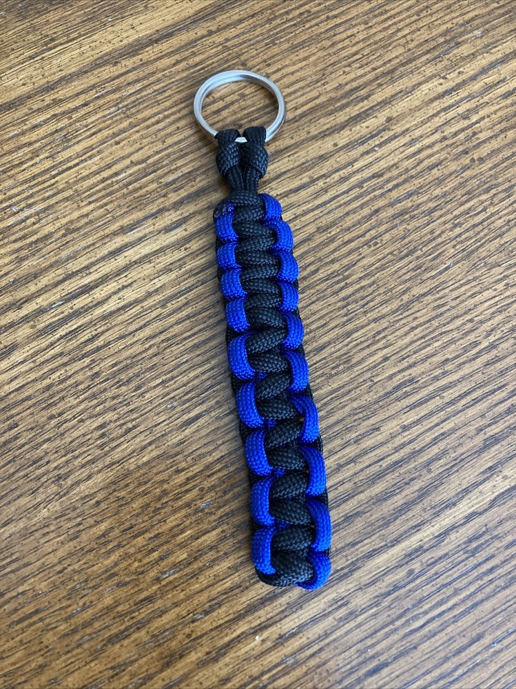 New Paracord Keychain – Black & Blue High Quality 5.25” Stocking Stuffer Gift