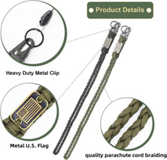 2/4PCS Heavy Duty Paracord Lanyard Keychain with USA Flag, Braided Key Lanyard f