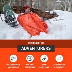SOL Emergency Bivvy XL w/Rescue Whistle Reflects up to 90% Body Heat Waterproof