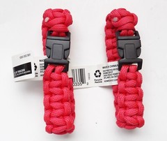 SET OF 2 Everbilt 9″ Paracord Emergency Survival Bracelets Solid Red NWT