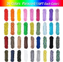 36 Color Paracord Craft Kit With Weaving Instructions And Accessories
