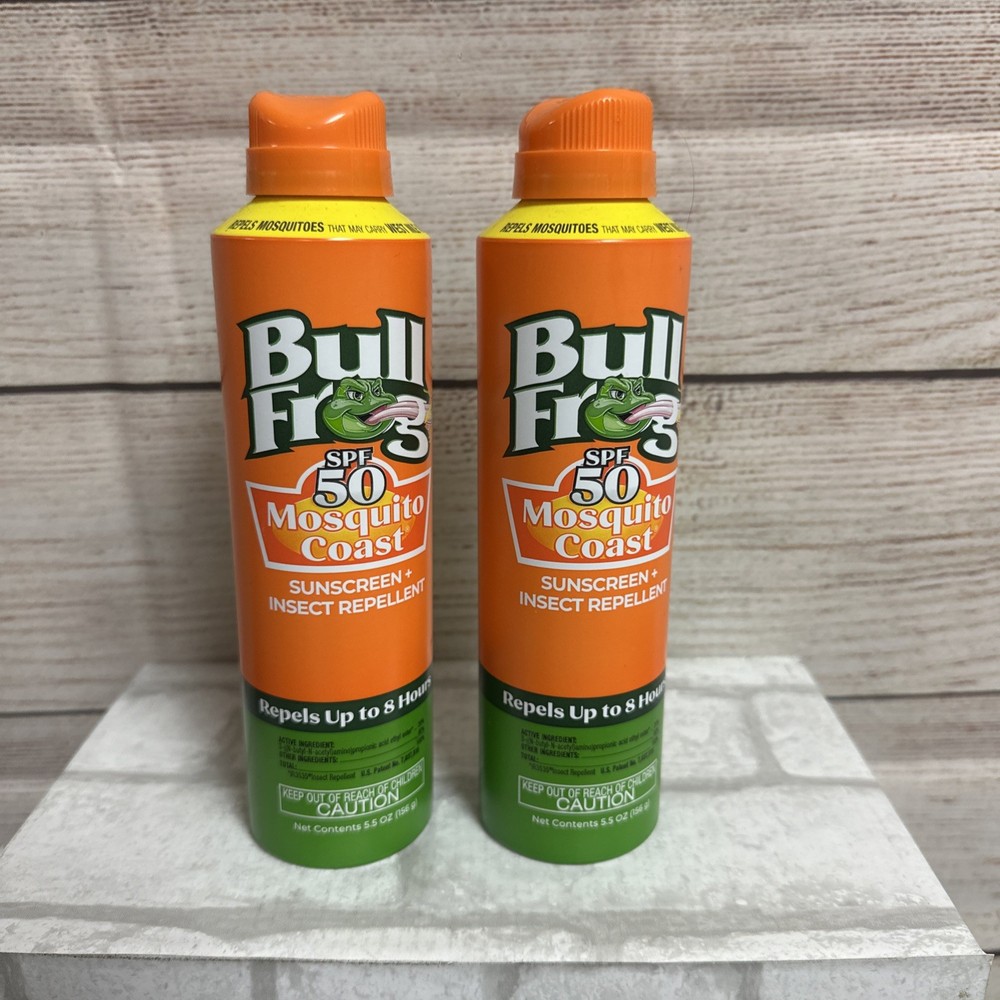 BullFrog Bull Mosquito Coast Sunscreen Insect Repellent SPF 50 – LOT OF 2