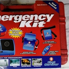First Survivor Emergency Kit~FS-EK8016 FM/Am/SW Radio~Flashlight~Whistle~Compass