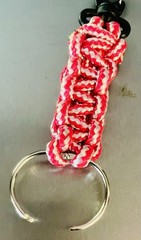 8” Braided Nylon Rope Keychain Fob Locking Carabiner Red Black White Key Ring