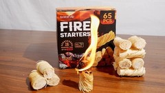 Natural Fire Starter Sticks 65 Pack Long Burn Time for Charcoal Grill Fireplace