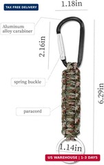 6 Pcs Paracord Keychains with Carabiner, Braided Lanyard Hook Clip for Keys, Cam