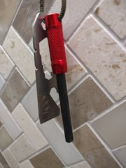 UCO Survival Fire Striker * Ferro Rod with Multi-Tool Red w/Paracord Lanyard