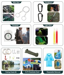 Survival Kit, 262Pcs Gear and Supplies with First Standard, Black